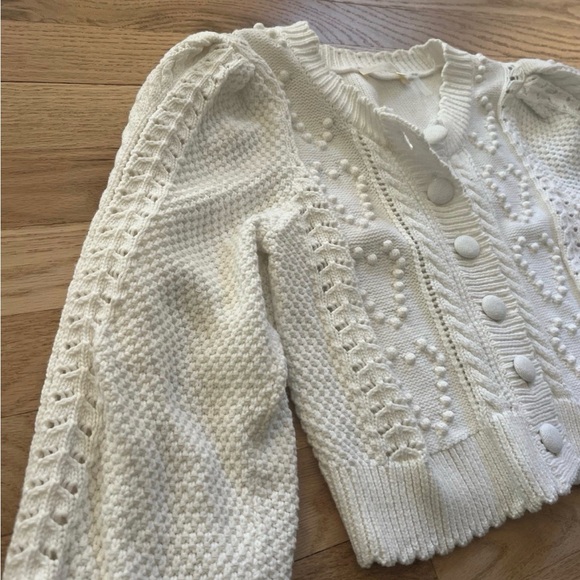 LoveShackFancy Soft White Textured Cardigan Size Small - Like New - Picture 5 of 12